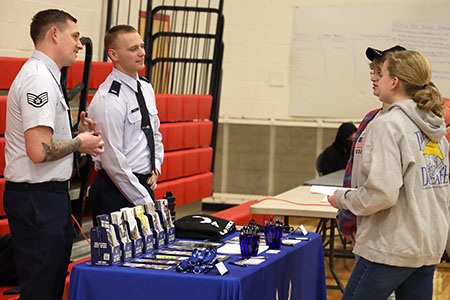  Two students talk about the Air Force at 2022 Career Night
