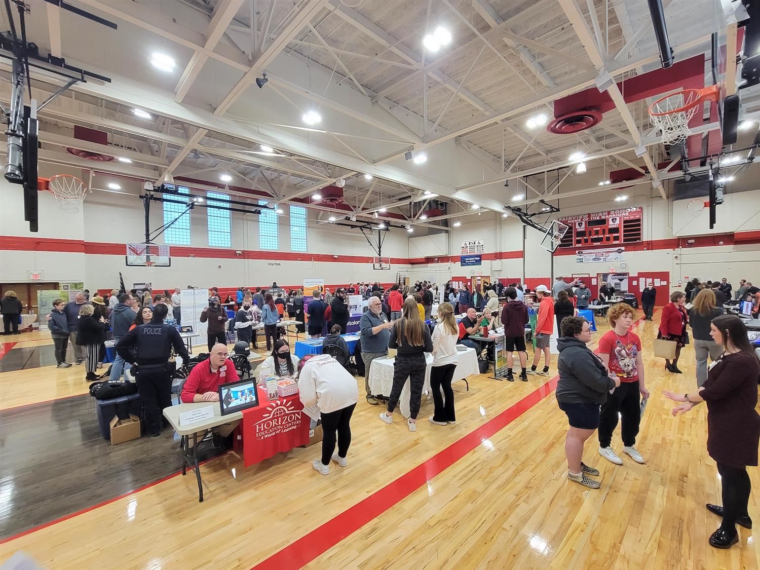 Career Night 2022 with numerous vendors at tables