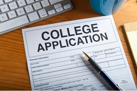  College application with pen