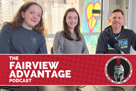  Fairview Advantage Podcast artwork with students and teacher sitting at table